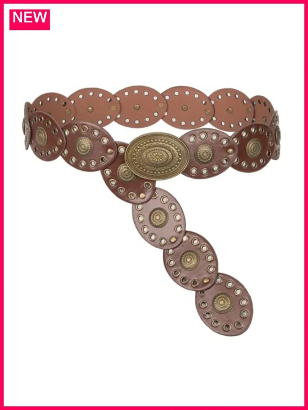 Vintage Cowgirl Concho PU Leather Wide Disc Belt Adjustable